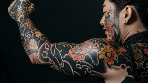 Japanese Floral Ink on Arm