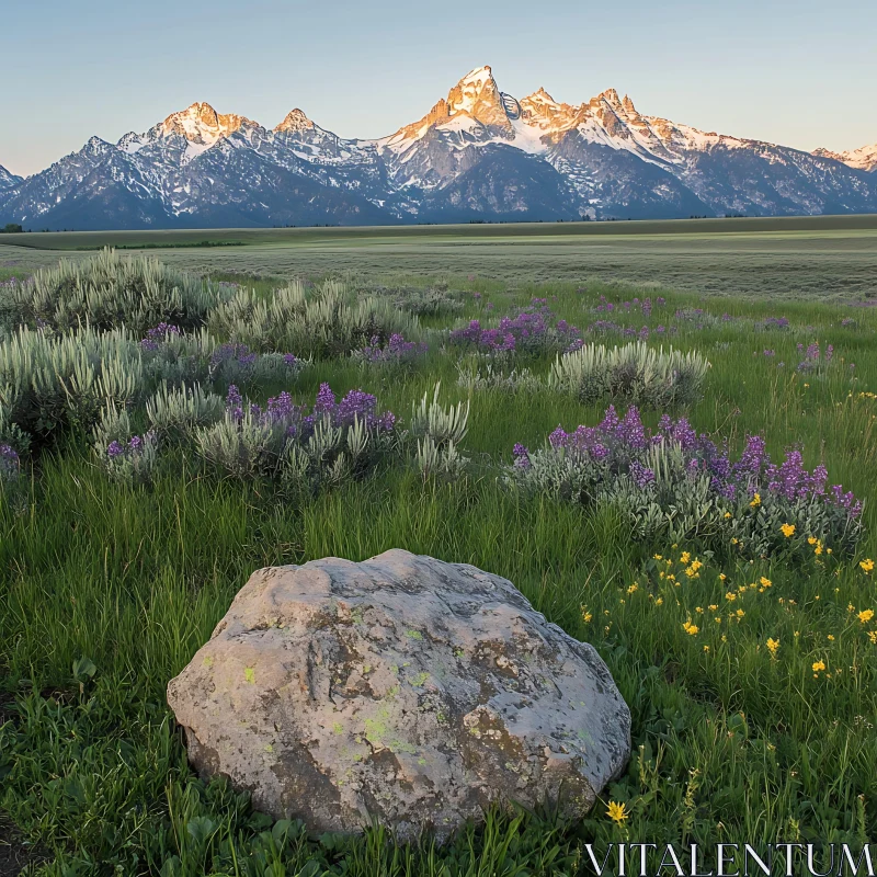 AI ART Picturesque Mountain Meadow Landscape