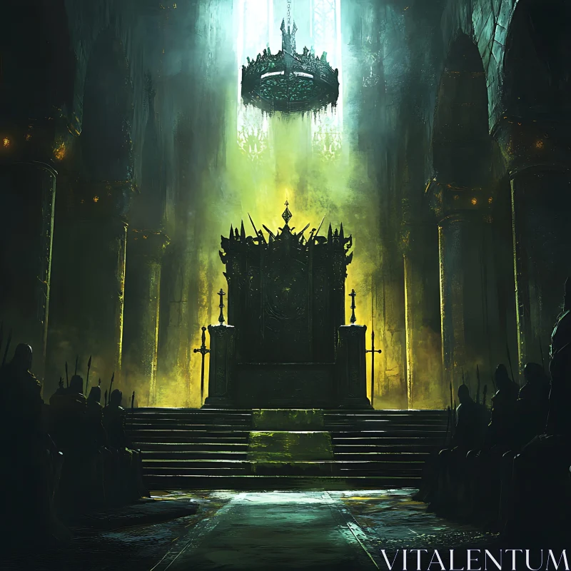 Ornate Throne in Eerie Light AI Image