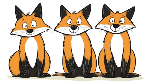Cartoon Foxes Illustration