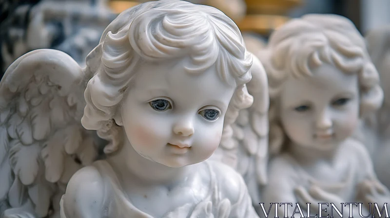 AI ART Serene Marble Angels: A Vision of Peace