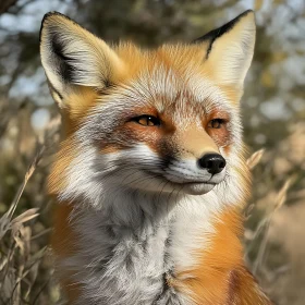 Detailed Fox Face in Natural Setting