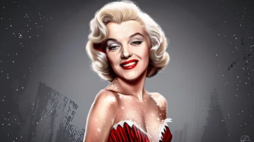 Marilyn Monroe in Glamorous Red Attire - Artistic Representation