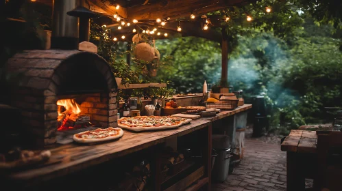 Wood-Fired Pizza in Garden Setting