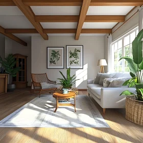 Sunlit Interior with Green Plants