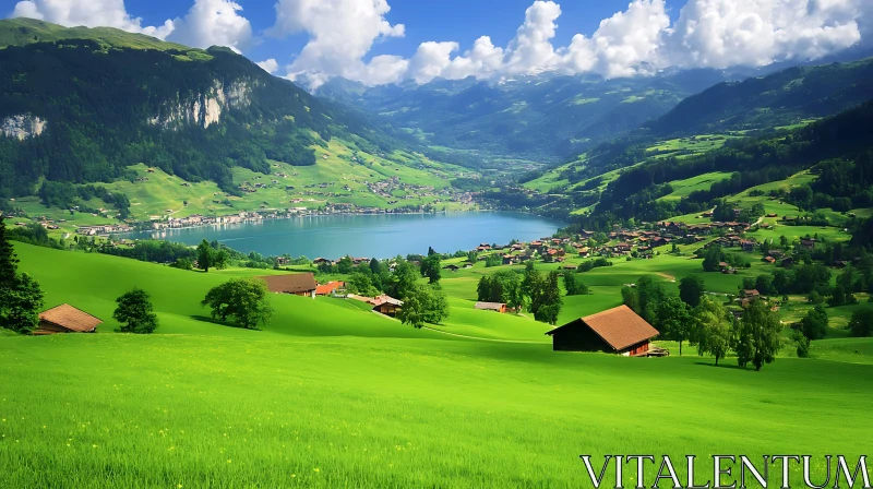 AI ART Idyllic Mountain Lake Landscape