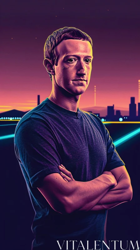 Contemplative Mark Zuckerberg at Twilight AI Image