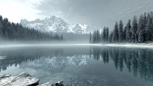 Tranquil Mountain Lake Landscape