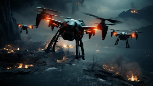 Futuristic Drones in Action - A Gritty Elegance