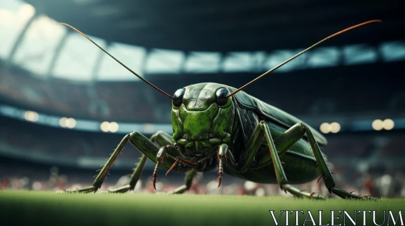 Grasshopper on Soccer Field - A Fantastic Realism Artwork AI Image