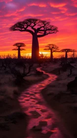 Psychedelic Nature Art: Baobab Tree by the River