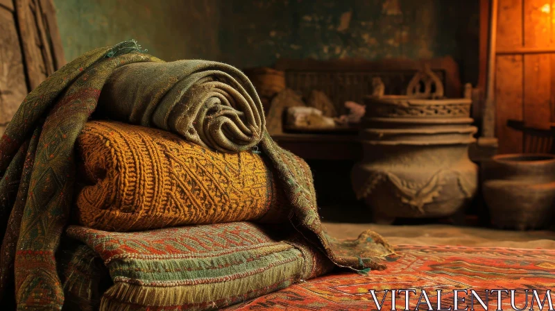 AI ART Stack of Old Carpets and Blankets | Abstract Art