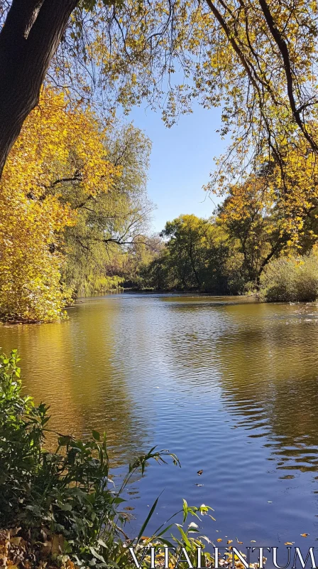 Serene Autumn Lake Scene AI Image