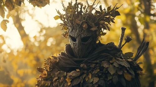 Enigmatic Forest Guardian with Leafy Mask
