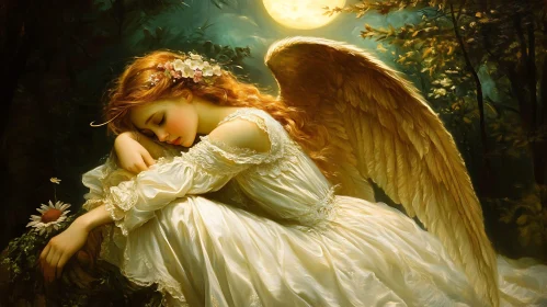 Angel's Repose Under Lunar Glow