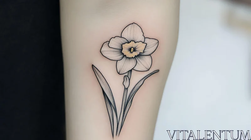 Delicate Daffodil Flower Tattoo AI Image