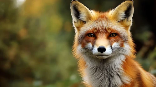 Red Fox Face in Forest
