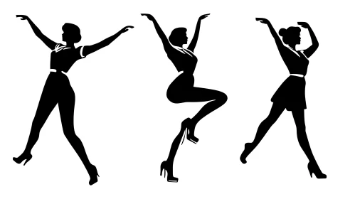 Stylish Woman Silhouettes in Motion