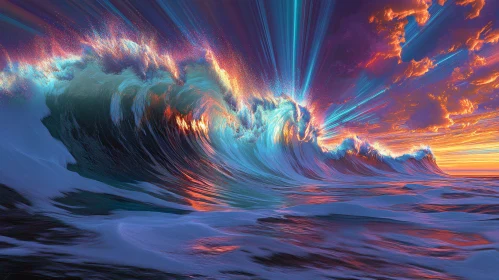 Breathtaking Sunset Over Ocean Waves