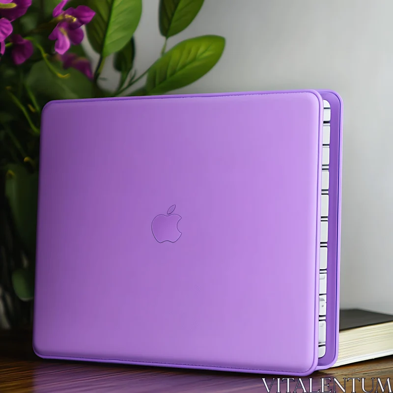 AI ART Lilac Laptop with Floral Arrangement