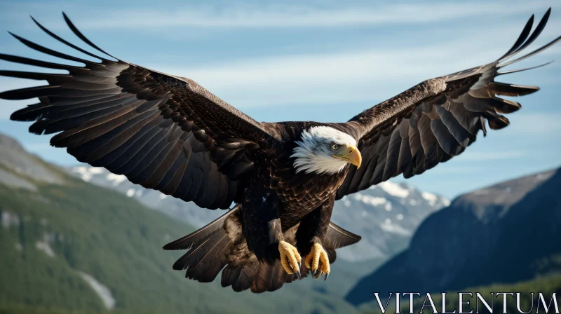 Bald Eagle Soaring over Mountains - A Symbol of Environmental Activism AI Image