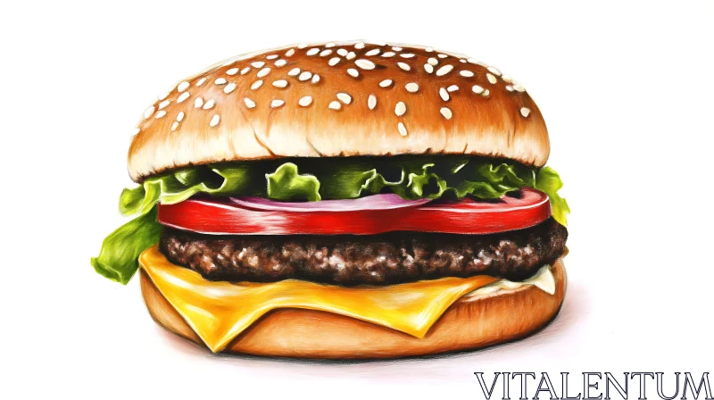 Classic Cheeseburger with Fresh Ingredients AI Image