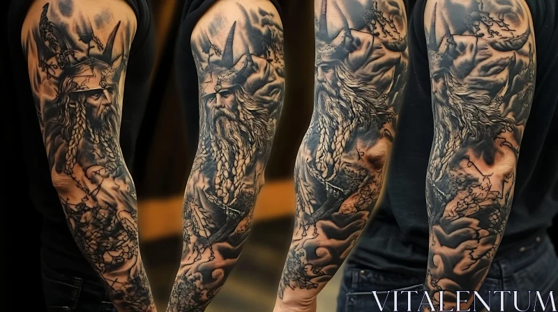 Intricate Viking Arm Tattoo AI Image