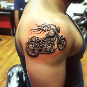 Black Ink Motorcycle Tattoo Art