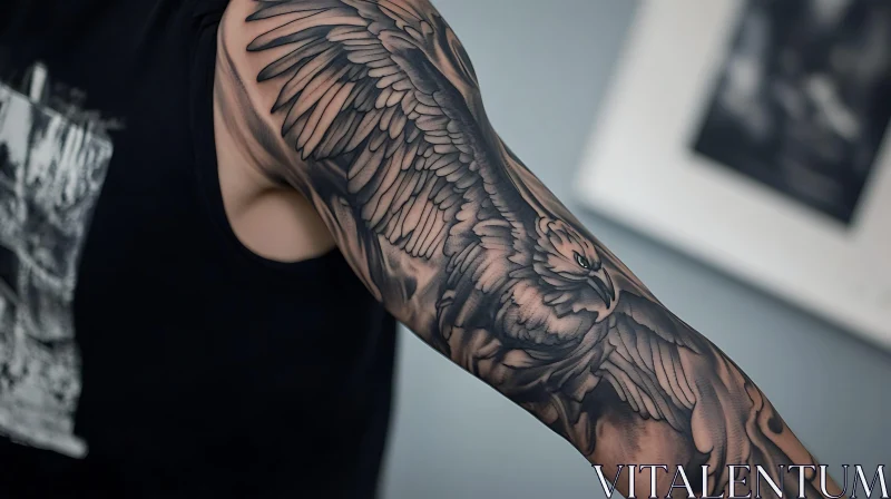 Eagle Arm Tattoo with Detailed Wings AI Image