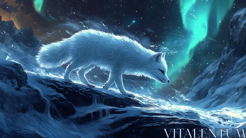 AI ART White Fox in Winter Wonderland