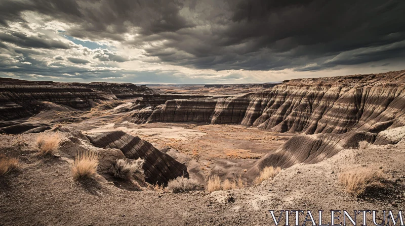 AI ART Majestic Canyon Scene with Overcast Sky