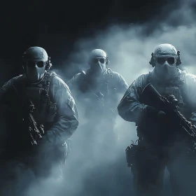 Mysterious Soldiers Emerging from Smoke