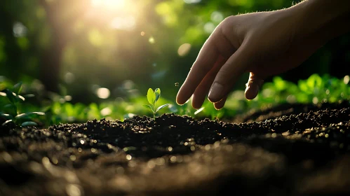 Gentle Hand Planting a Seedling