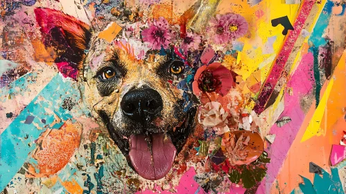 Colorful Dog with Flowers