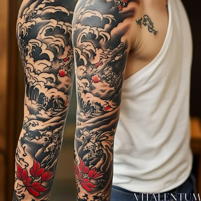 Detailed Full-Sleeve Tattoo Art AI Image