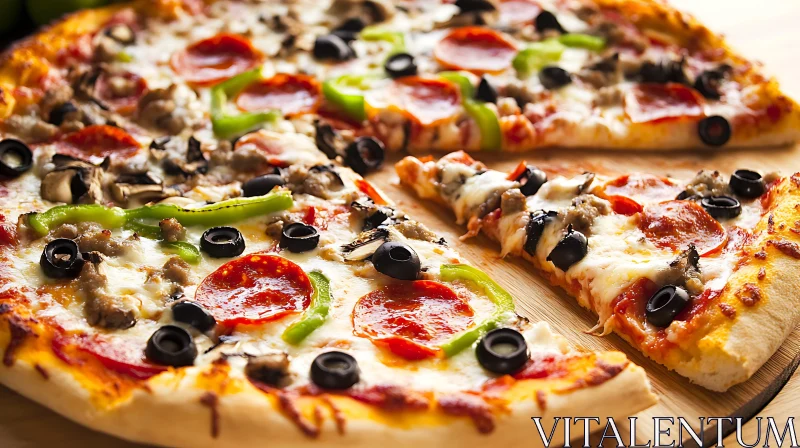 Freshly Baked Pizza with Tasty Toppings AI Image