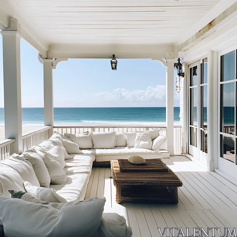 AI ART Seaside Relaxation on White Veranda