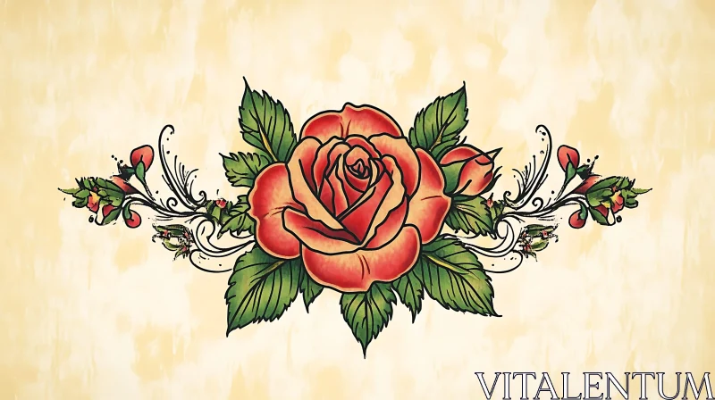 Artistic Floral Red Rose Design AI Image