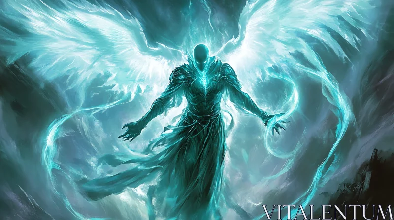 Ethereal Angel of Turquoise Energy AI Image