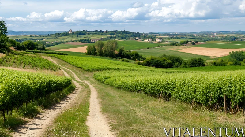 AI ART Green Fields and Vineyards in Countryside