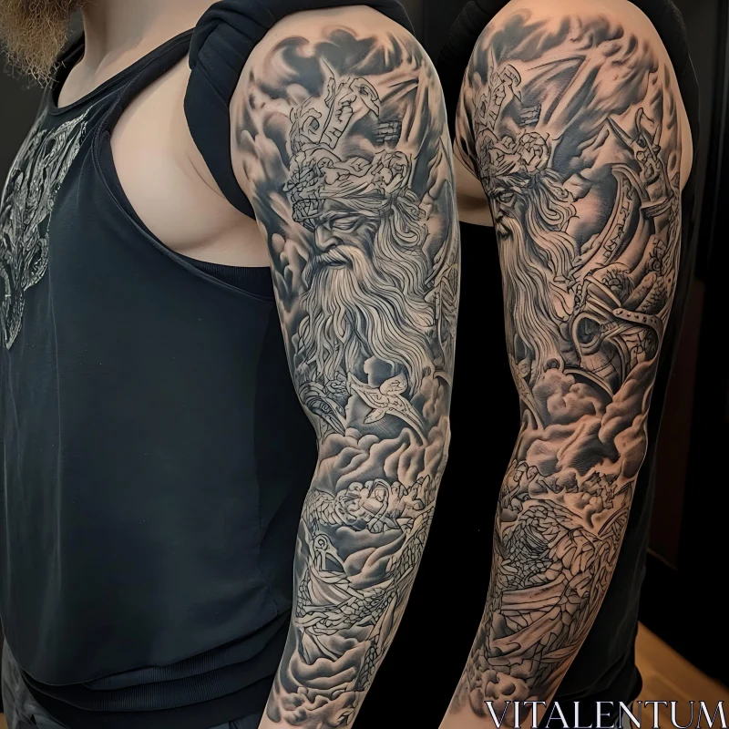 Elaborate Mythical Tattoo Sleeve AI Image