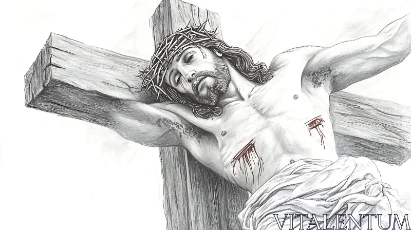 Crucifixion Pencil Drawing AI Image