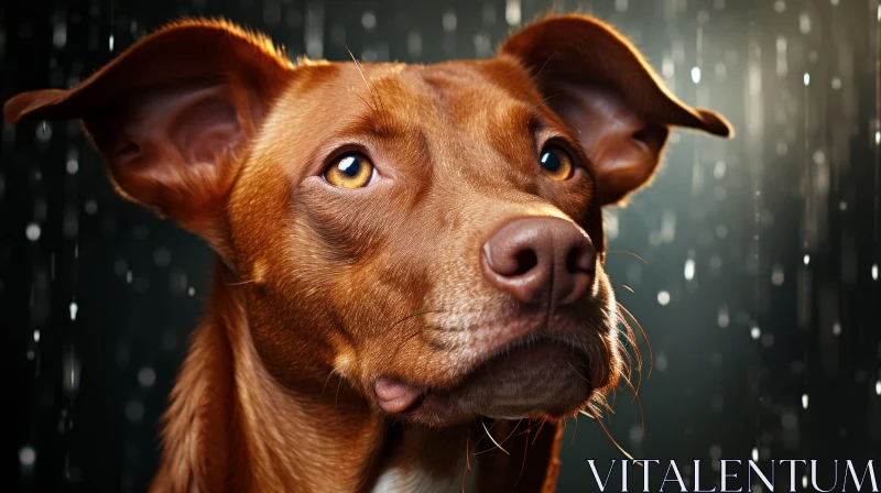 Rainy Day Canine - A Detailed Close-Up in Light Crimson and Bronze AI Image