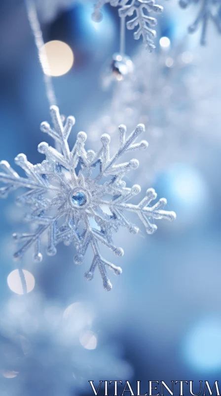 Silver Snowflakes on Azure Background - A Crystalcore Inspiration AI Image