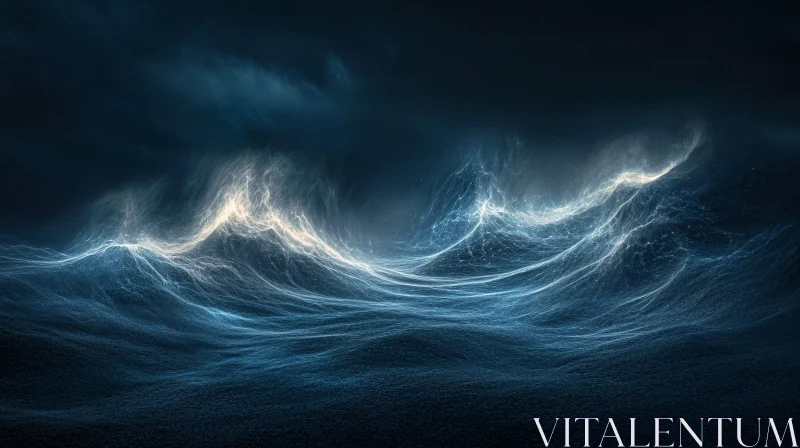 AI ART Luminescent Waves in a Nocturnal Storm