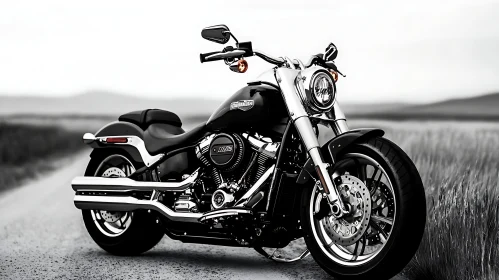 Monochrome Motorcycle Scene
