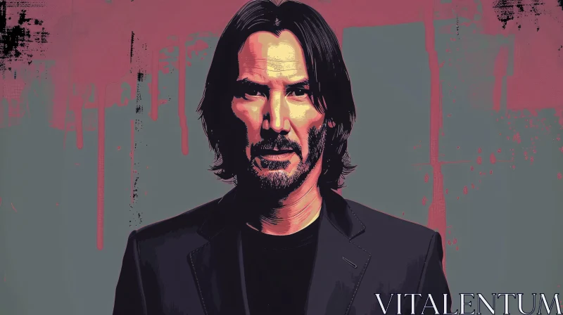 Expressive Portrait of Keanu Reeves in Art AI Image