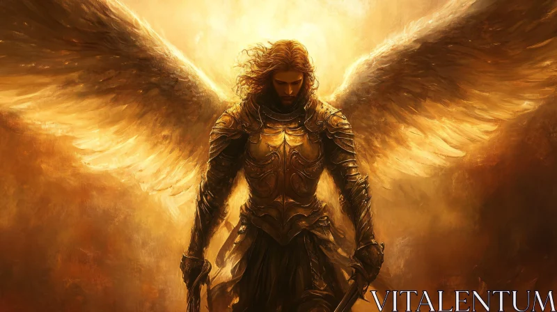 AI ART Armored Angel in Golden Light