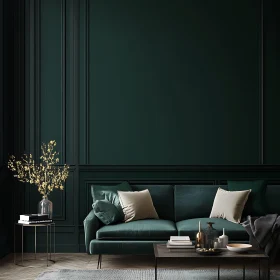 Modern Interior with Dark Green Accents