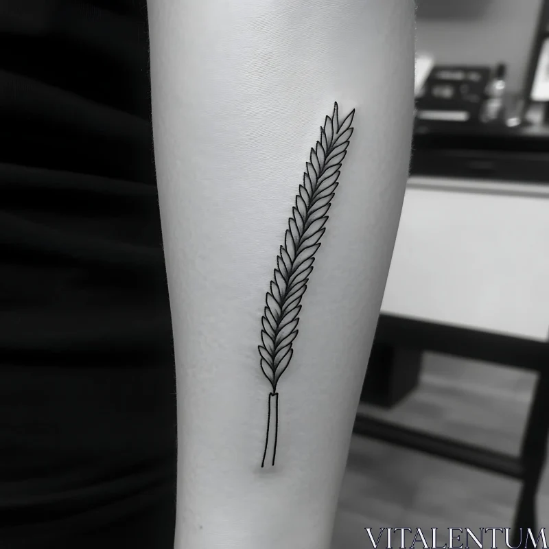 Black Ink Plant Tattoo | Forearm Minimalist Design AI Image